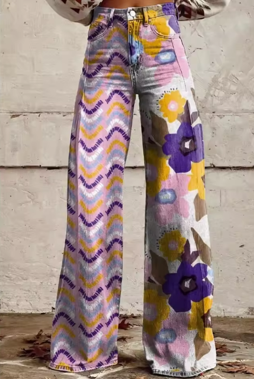 Miglė™ | Boho kelnės su gėlių raštu