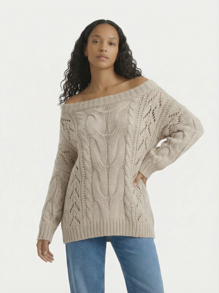 Matilda | Matilda Nuogų Pečių Pintas Megztinis