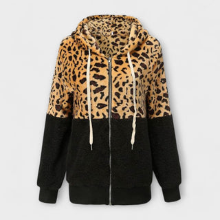 Lea - Fleece džemperis su gobtuvu leopardų raštu