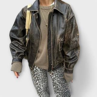 Carina™ - Retro džinsai su leopardų raštu