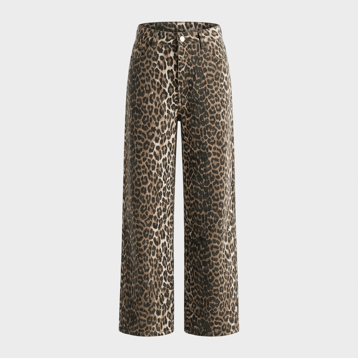 Carina™ - Retro džinsai su leopardų raštu